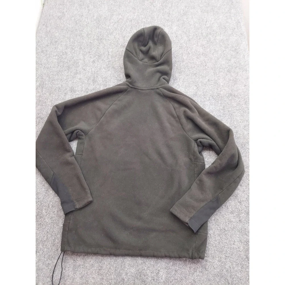The North Face Jacket Mens Medium Dark Gray Fleece Full Zip Hooded Chest‎ Pocket